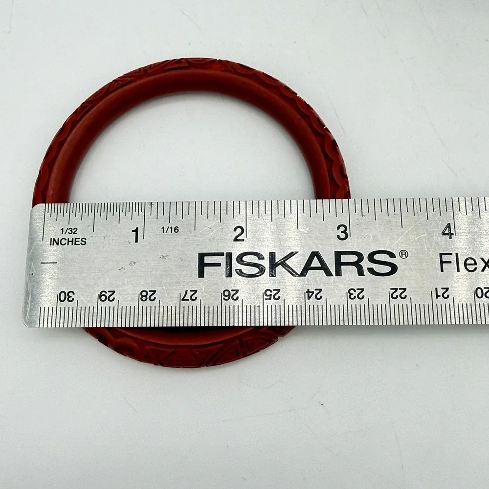 Vtg Chinese Cinnabar Carved‎ Bangle Bracelet Red Lacquer Deeply Carved Intricate